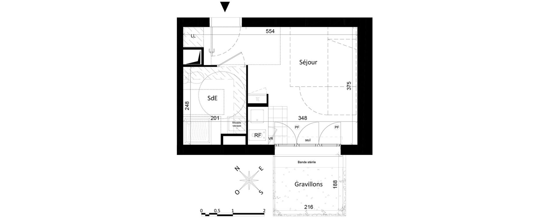 Appartement T1 de 19,92 m2 &agrave; Saint-Leu-La-For&ecirc;t Centre