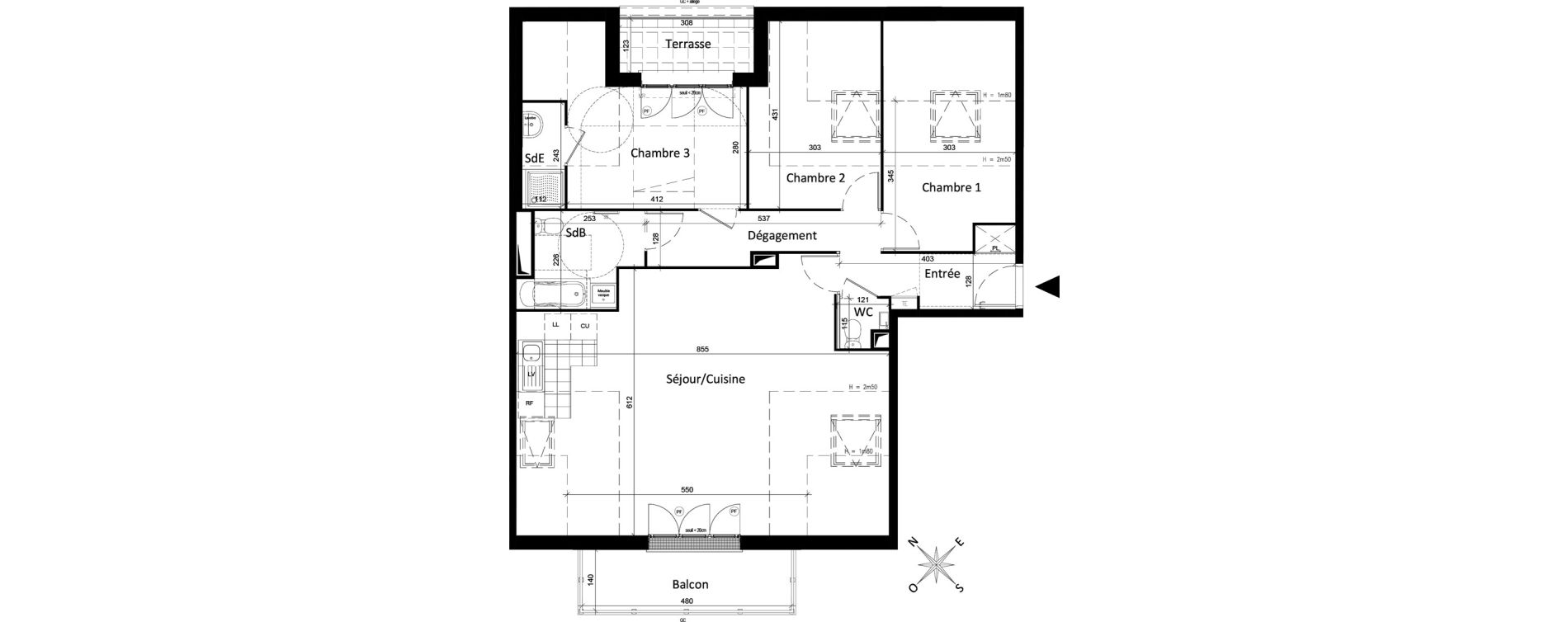 Appartement T4 de 94,83 m2 &agrave; Saint-Leu-La-For&ecirc;t Centre