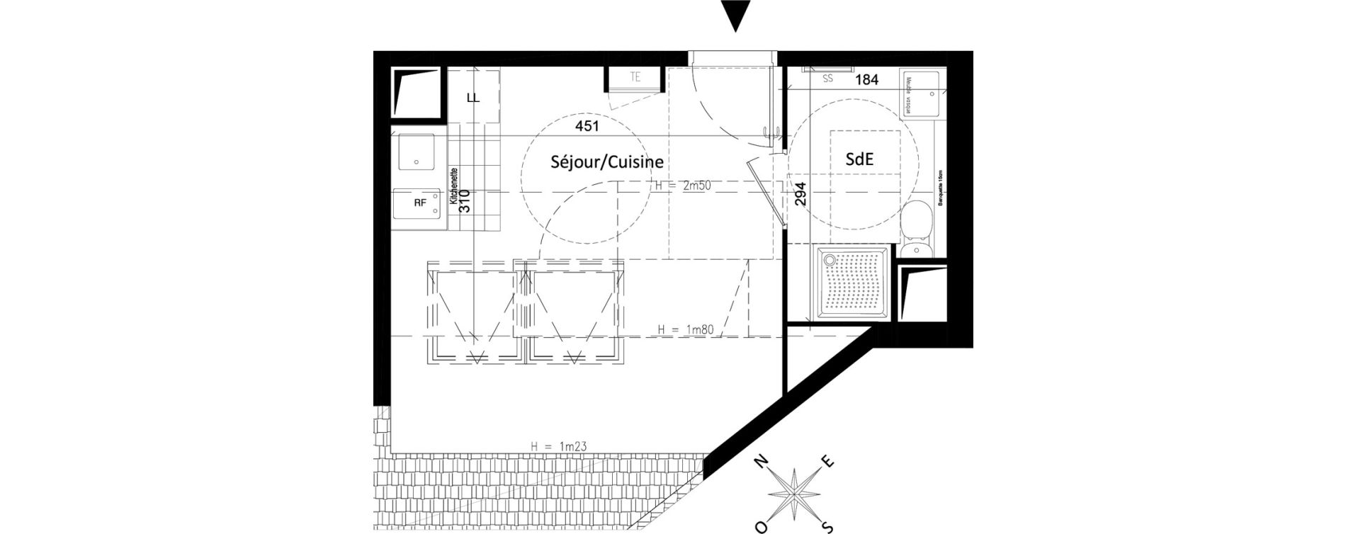 Appartement T1 de 18,29 m2 &agrave; Saint-Leu-La-For&ecirc;t Centre