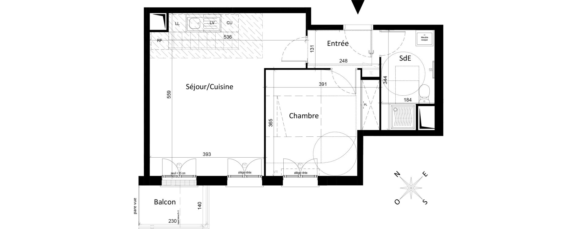 Appartement T2 de 46,13 m2 &agrave; Saint-Leu-La-For&ecirc;t Centre