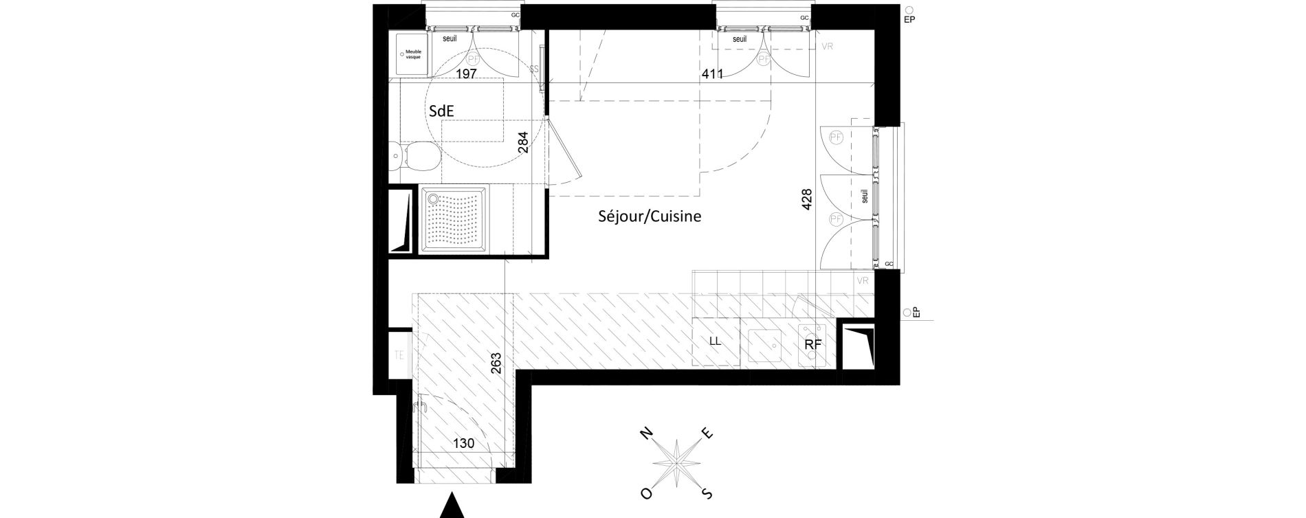 Appartement T1 de 29,38 m2 &agrave; Saint-Leu-La-For&ecirc;t Centre