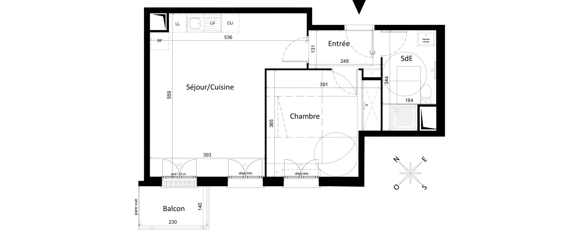Appartement T2 de 46,13 m2 &agrave; Saint-Leu-La-For&ecirc;t Centre