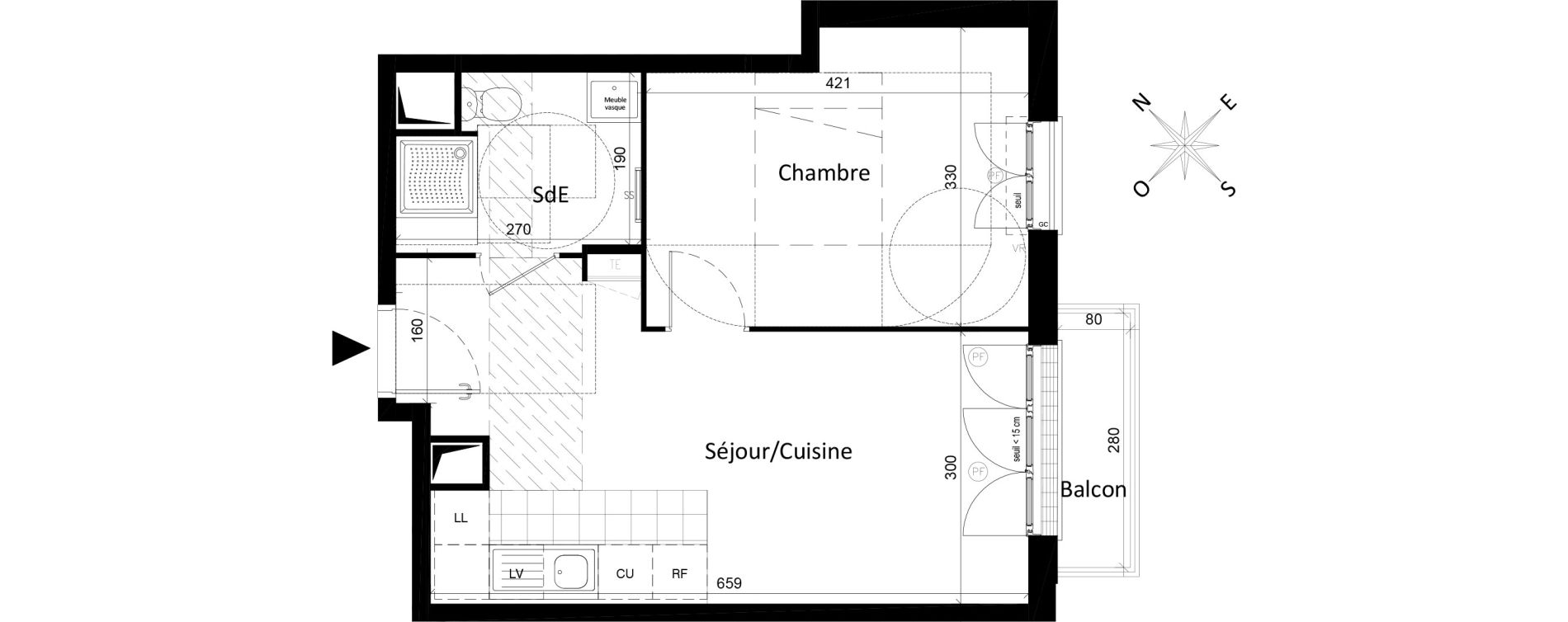 Appartement T2 de 39,48 m2 &agrave; Saint-Leu-La-For&ecirc;t Centre