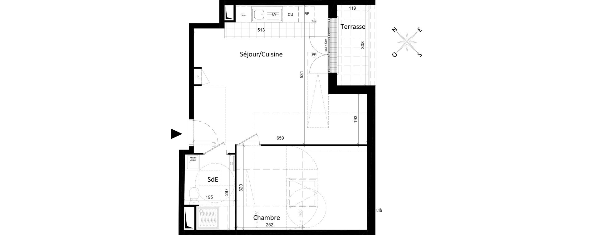 Appartement T2 de 43,03 m2 &agrave; Saint-Leu-La-For&ecirc;t Centre