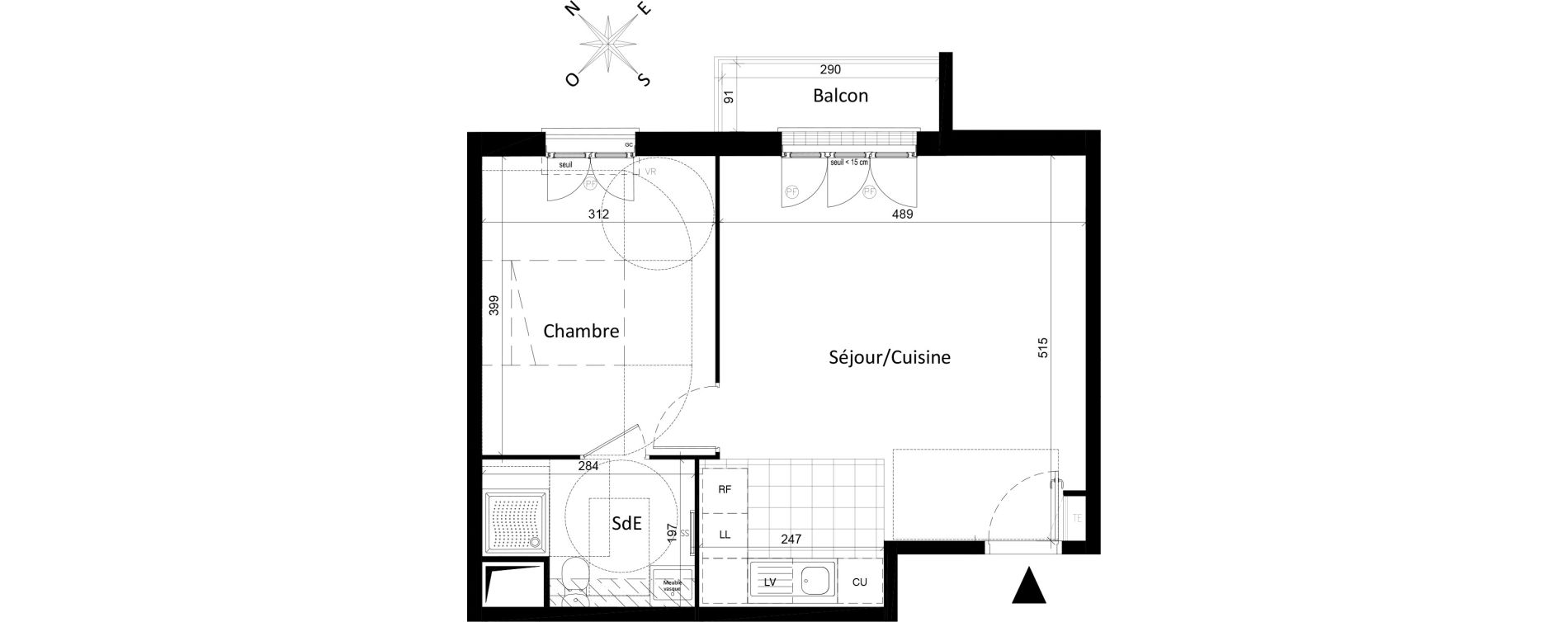 Appartement T2 de 42,47 m2 &agrave; Saint-Leu-La-For&ecirc;t Centre