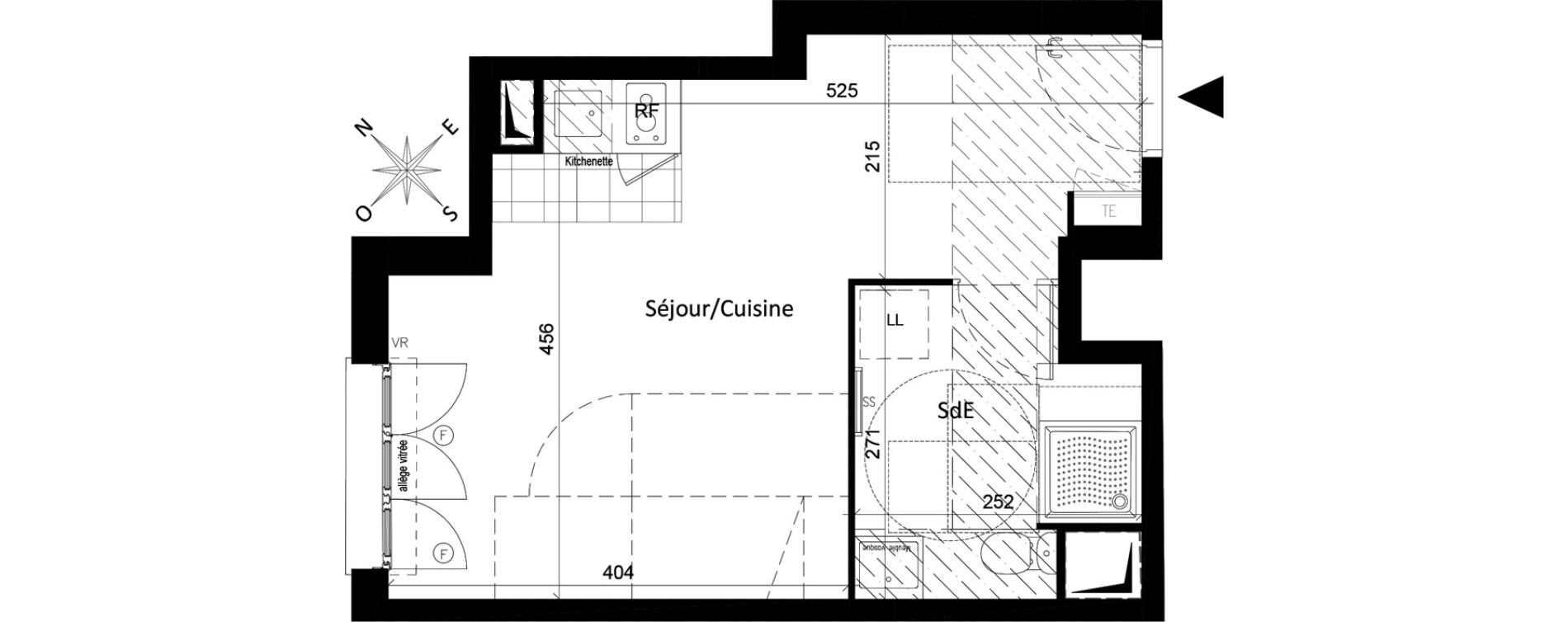 Appartement T1 de 27,60 m2 &agrave; Saint-Leu-La-For&ecirc;t Centre