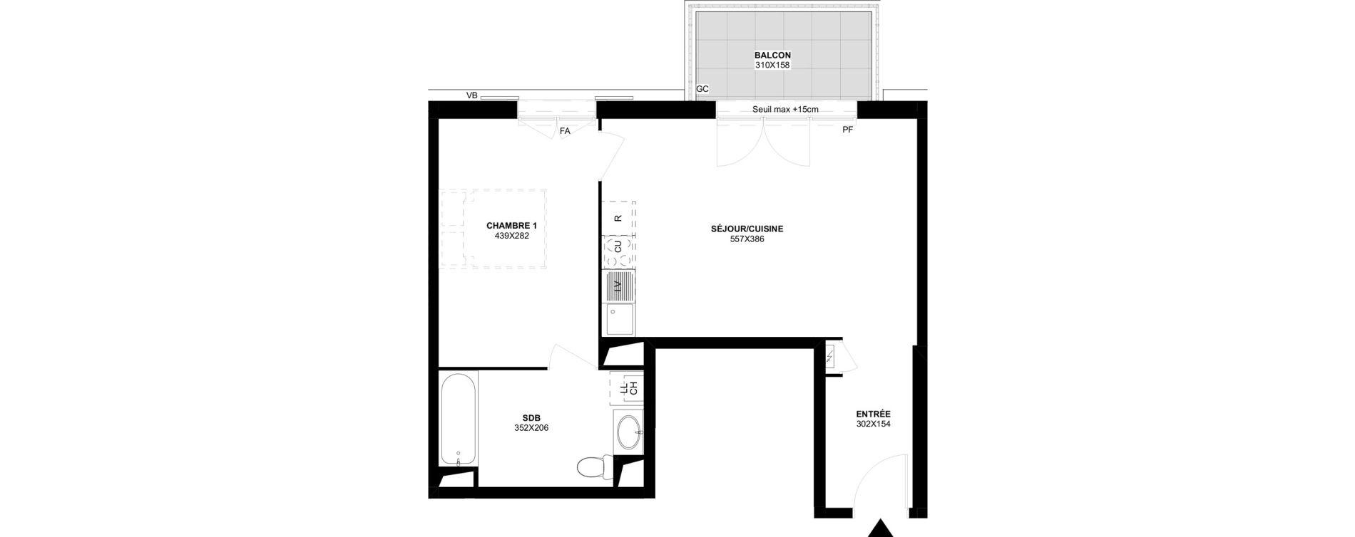 Appartement T2 de 45,33 m2 &agrave; Saint-Martin-Du-Tertre Centre