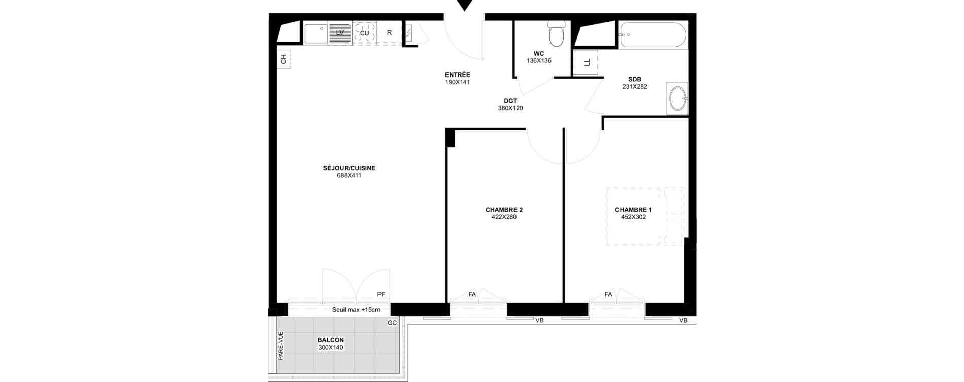 Appartement T3 de 66,39 m2 &agrave; Saint-Martin-Du-Tertre Centre