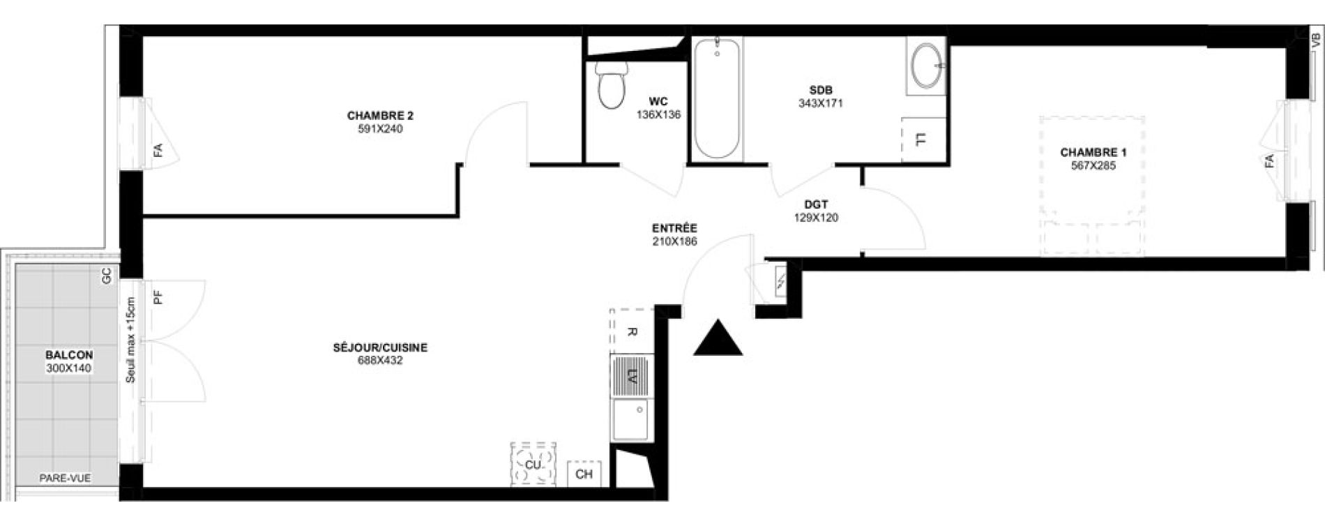 Appartement T3 de 65,79 m2 &agrave; Saint-Martin-Du-Tertre Centre