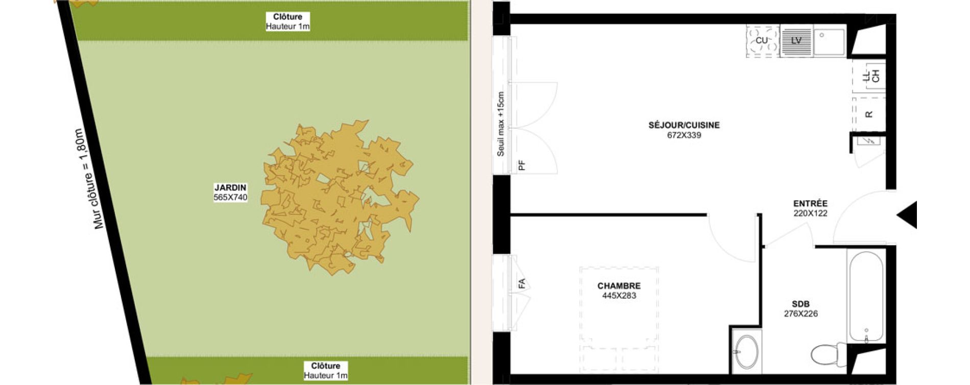 Appartement T2 de 40,61 m2 &agrave; Saint-Martin-Du-Tertre Centre