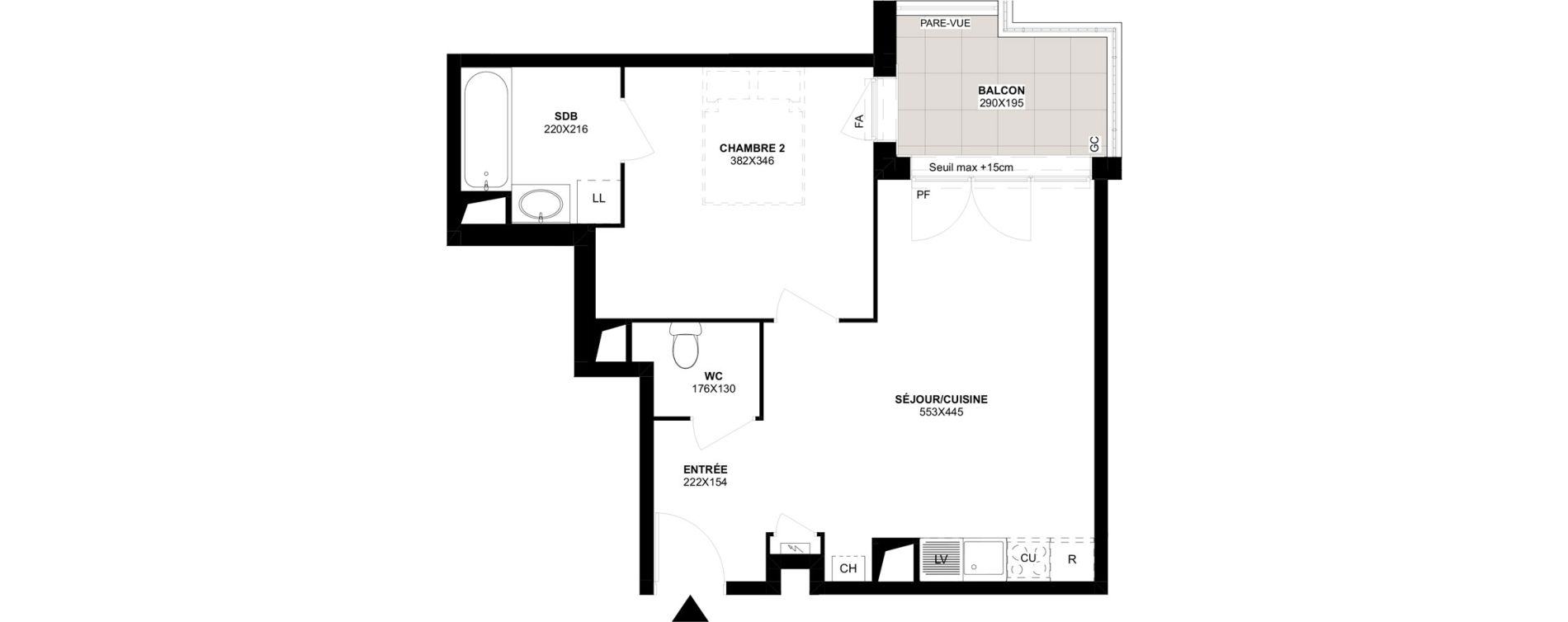 Appartement T2 de 43,42 m2 &agrave; Saint-Martin-Du-Tertre Centre