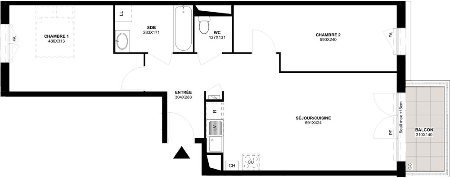 Appartement T3 de 63,96 m2 &agrave; Saint-Martin-Du-Tertre Centre