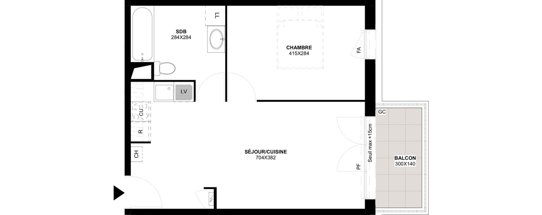 Appartement T2 de 41,92 m2 &agrave; Saint-Martin-Du-Tertre Centre