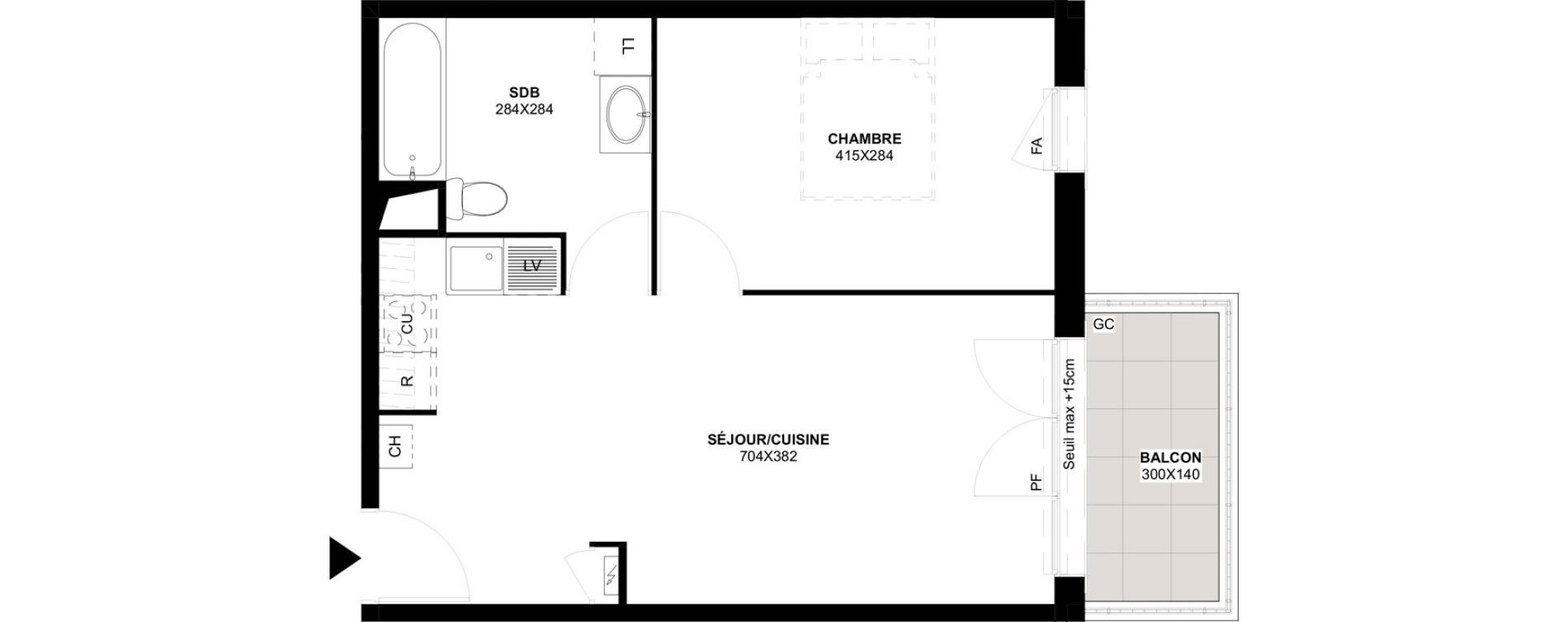 Appartement T2 de 41,92 m2 &agrave; Saint-Martin-Du-Tertre Centre