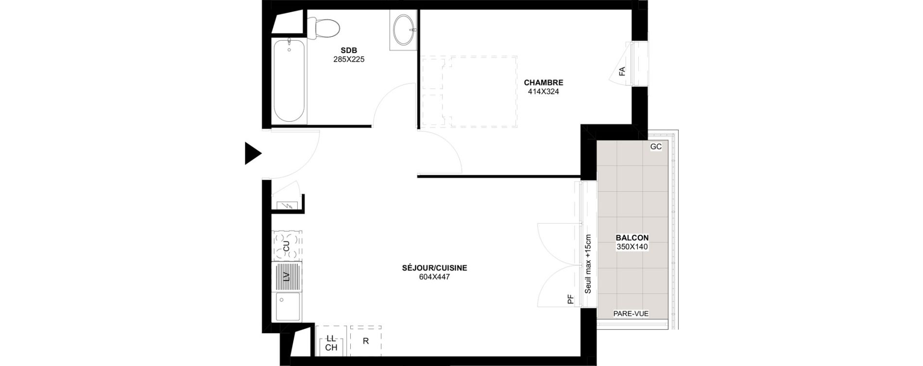 Appartement T2 de 41,62 m2 &agrave; Saint-Martin-Du-Tertre Centre