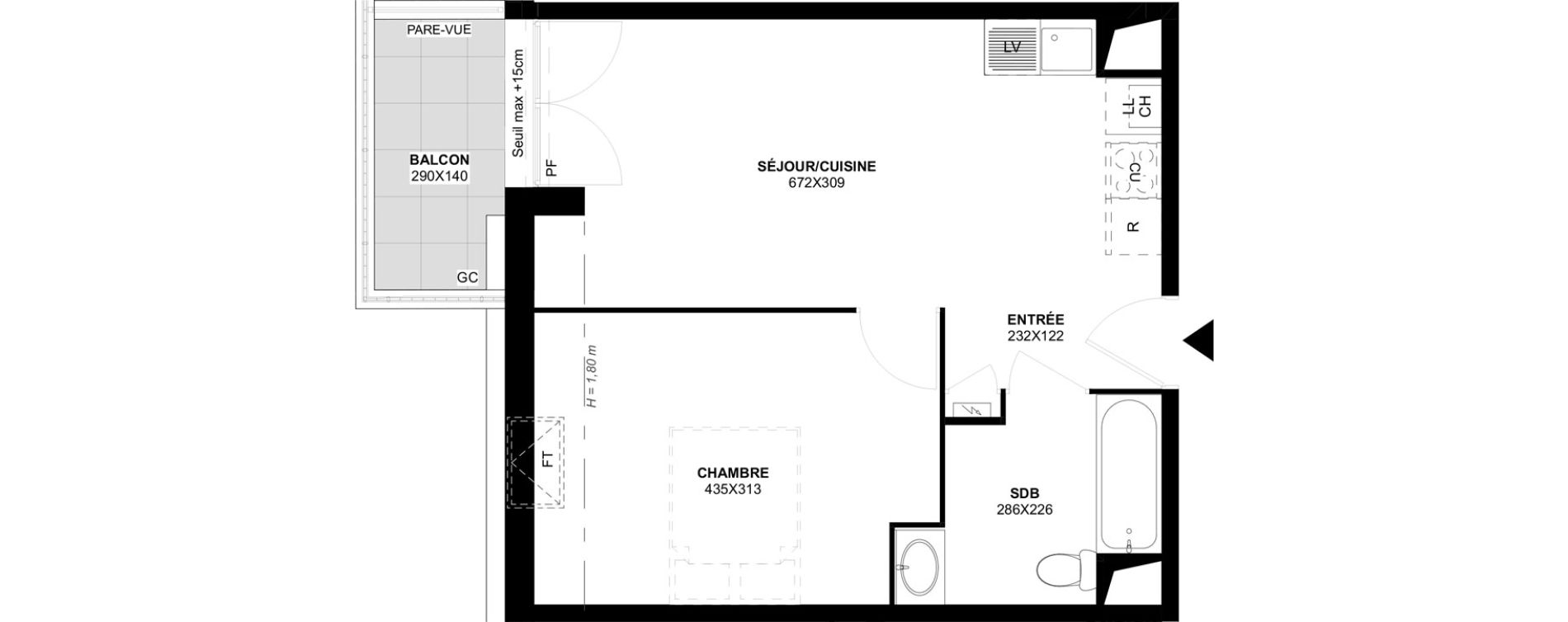 Appartement T2 de 38,23 m2 &agrave; Saint-Martin-Du-Tertre Centre