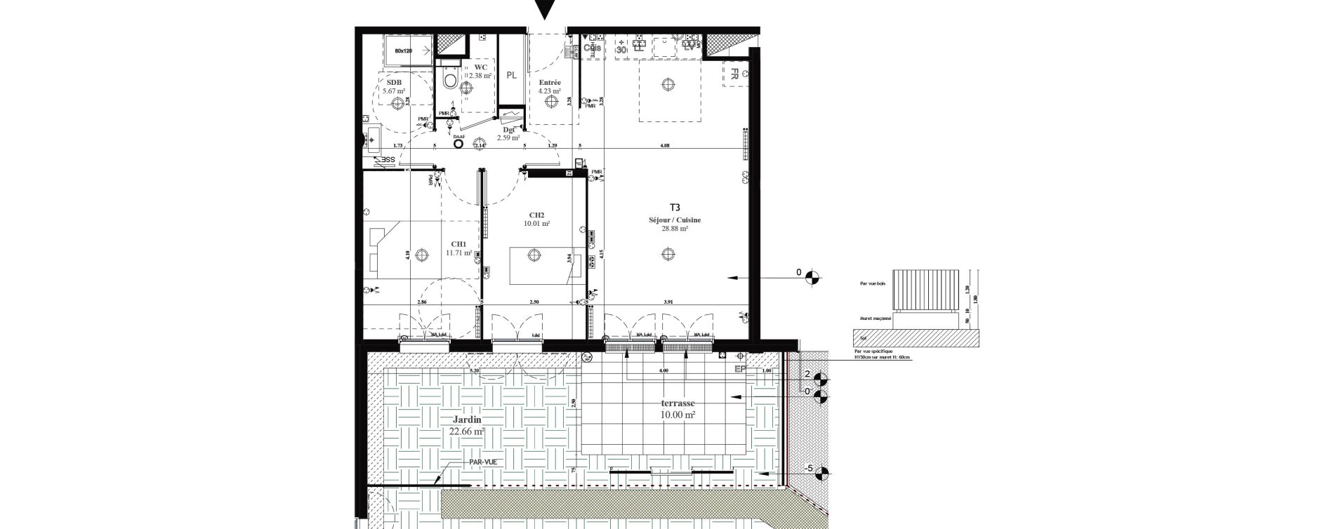 Appartement T3 de 66,59 m2 &agrave; Saint-Prix Centre