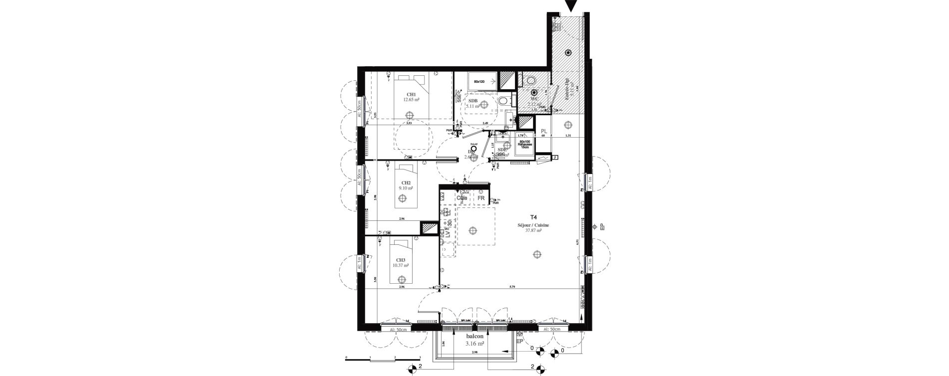 Appartement T4 de 87,94 m2 &agrave; Saint-Prix Centre