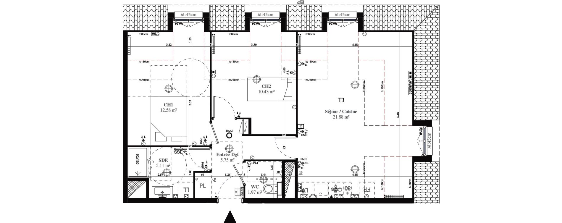 Appartement T3 de 58,37 m2 &agrave; Saint-Prix Centre