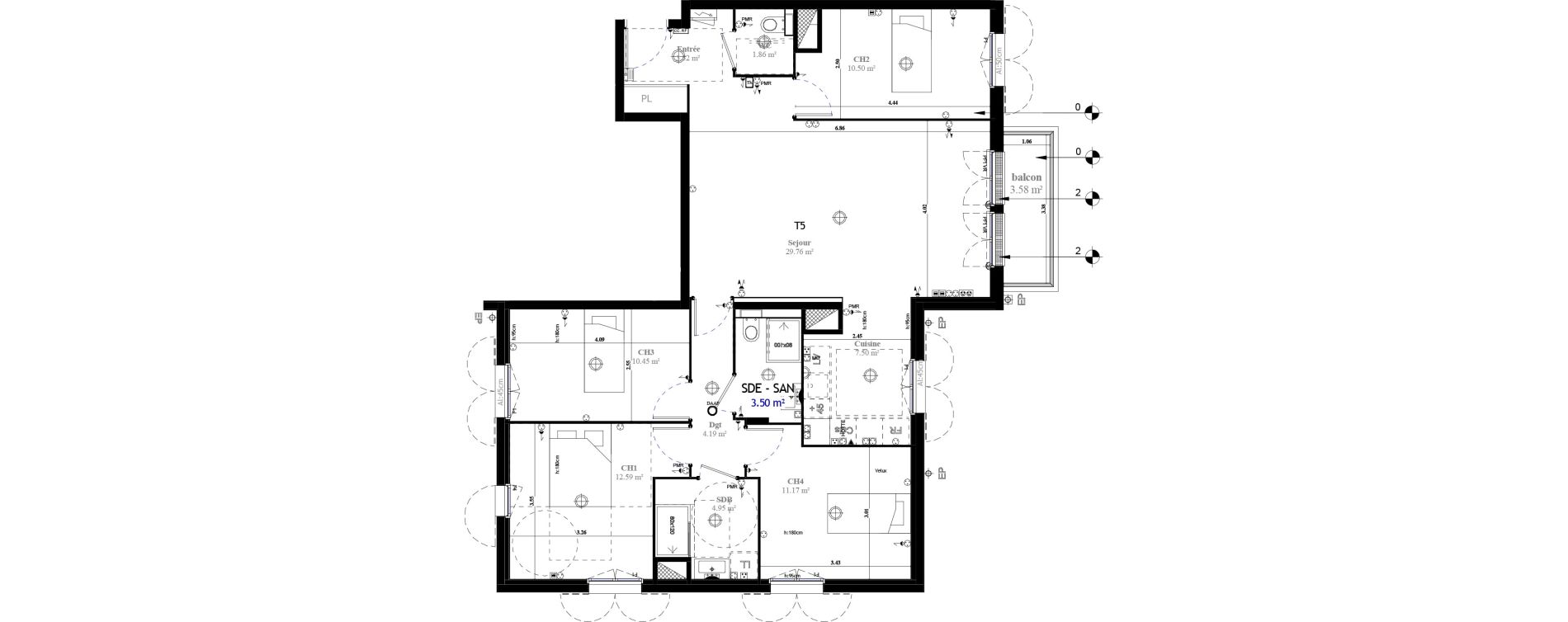 Appartement T5 de 100,89 m2 &agrave; Saint-Prix Centre
