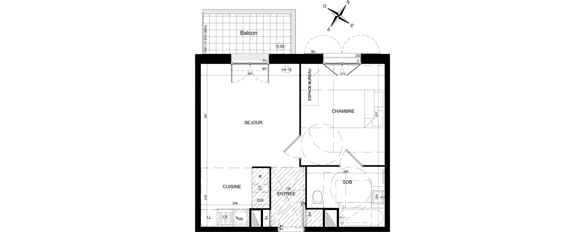 Appartement T2 de 39,89 m2 &agrave; Saint-Witz Centre