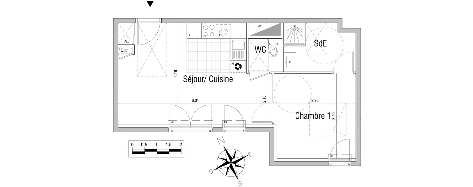 Appartement T2 de 43,12 m2 &agrave; Sannois Centre