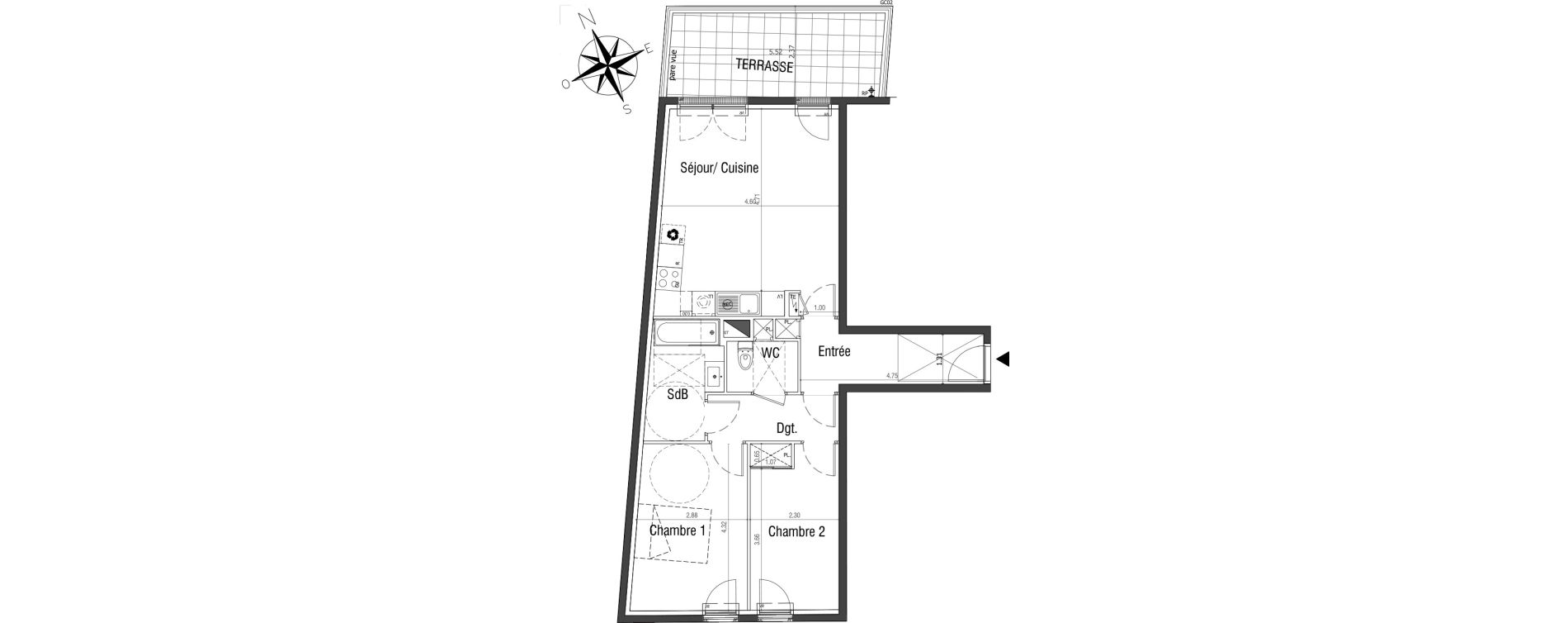Appartement T3 de 66,26 m2 &agrave; Sannois Centre