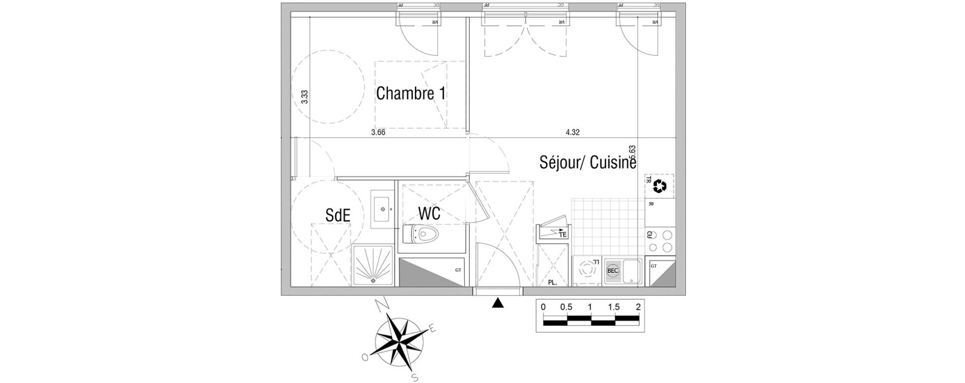Appartement T2 de 42,55 m2 &agrave; Sannois Centre
