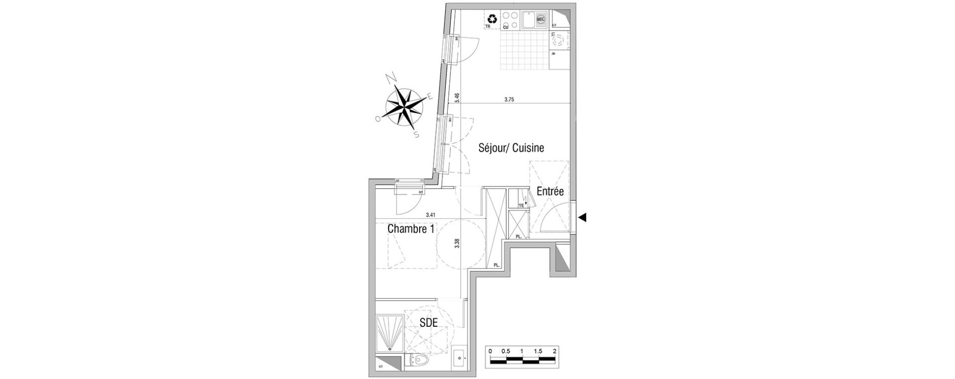 Appartement T2 de 40,81 m2 &agrave; Sannois Centre