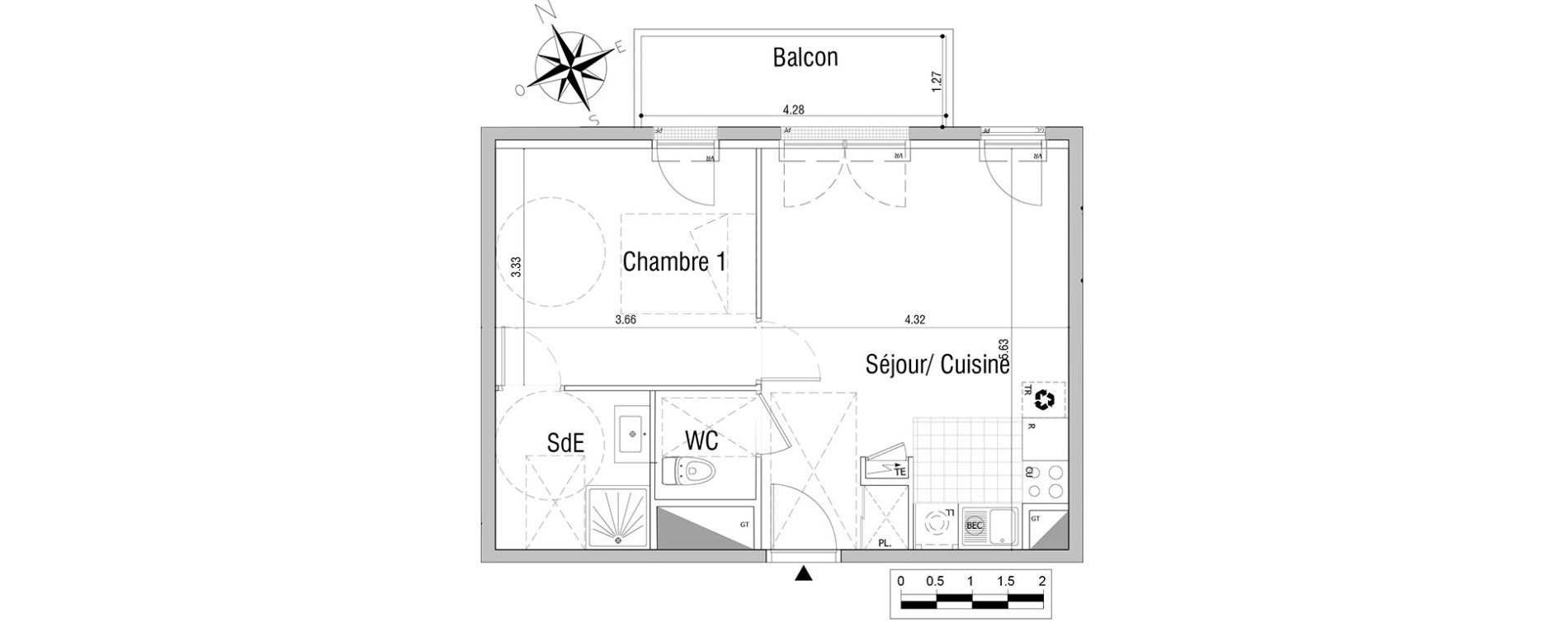 Appartement T2 de 42,55 m2 &agrave; Sannois Centre