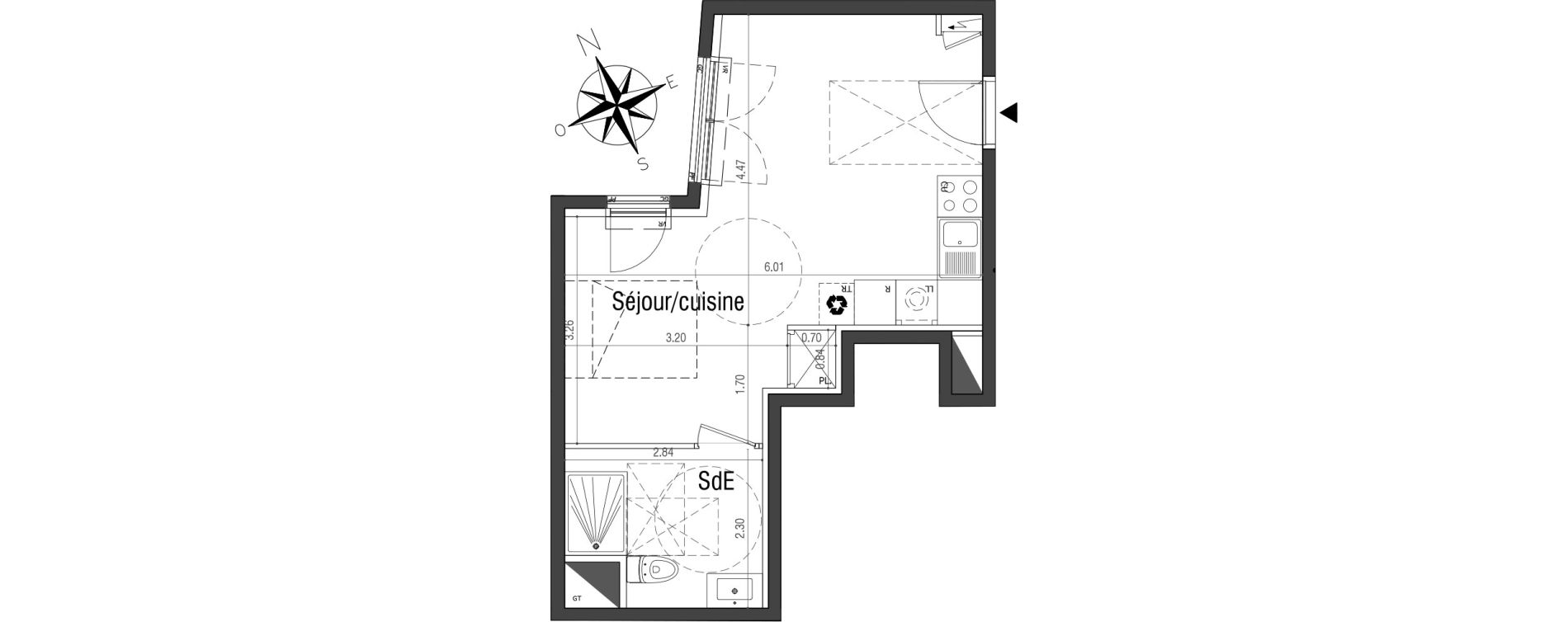 Appartement T1 de 31,99 m2 &agrave; Sannois Centre