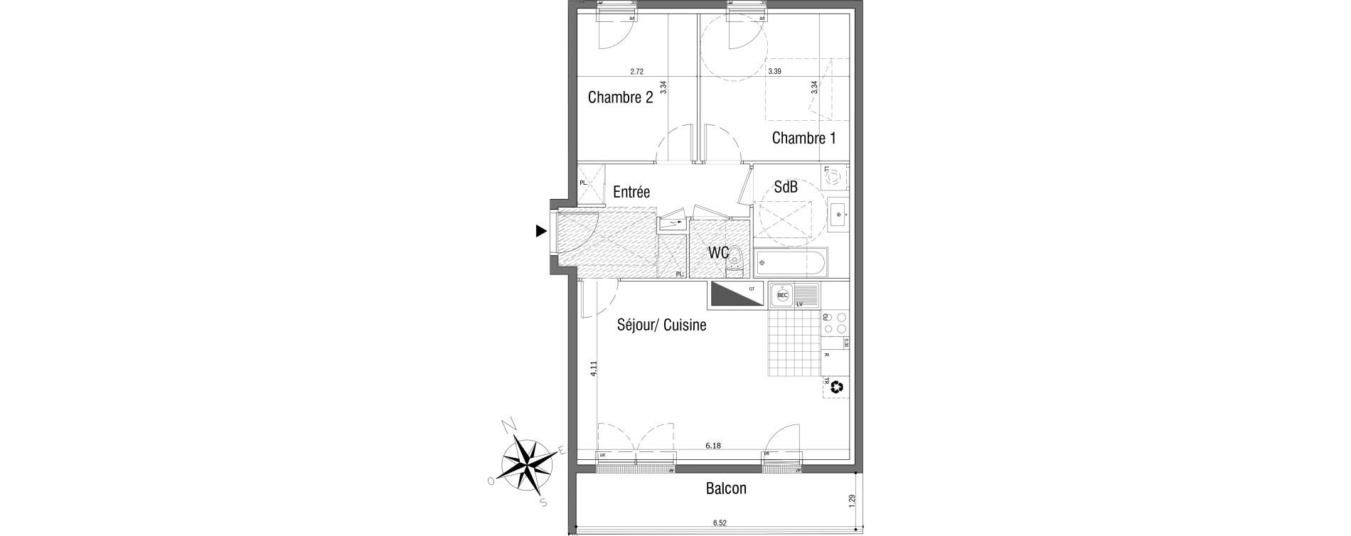 Appartement T3 de 60,34 m2 &agrave; Sannois Centre
