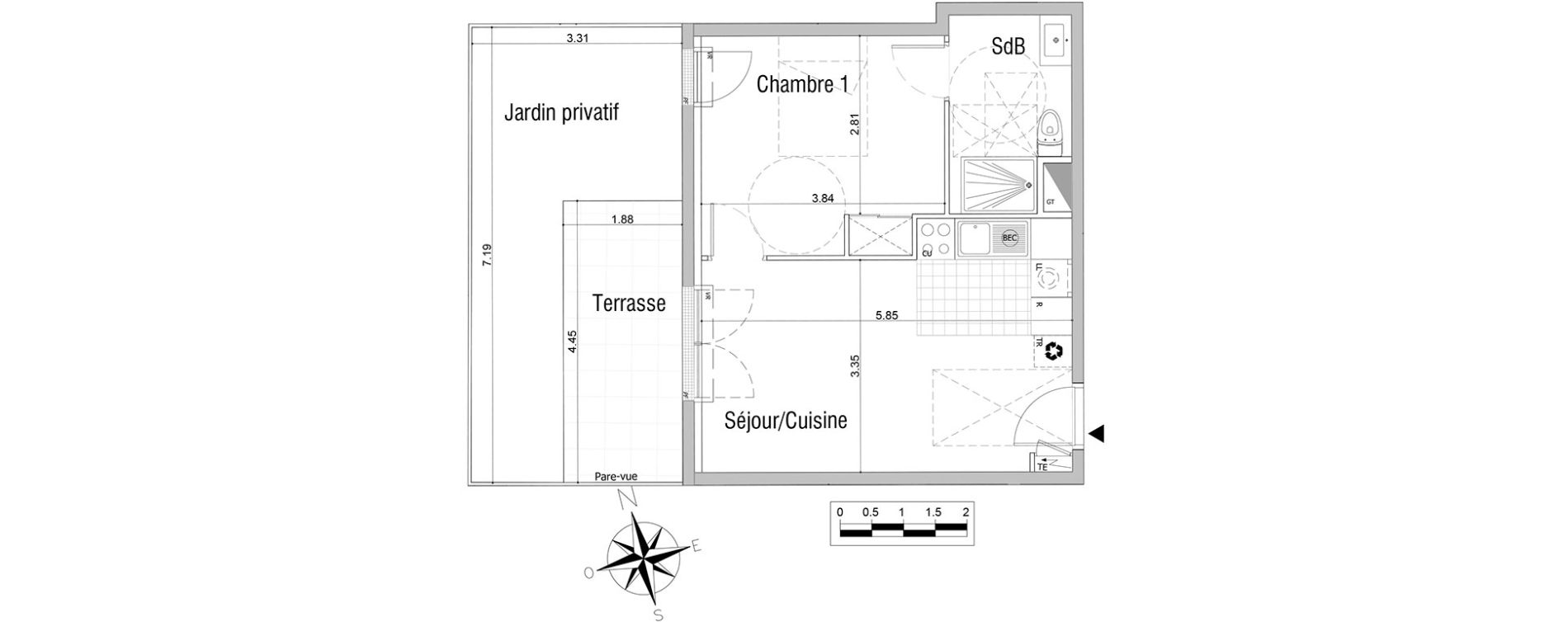 Appartement T2 de 39,52 m2 &agrave; Sannois Centre