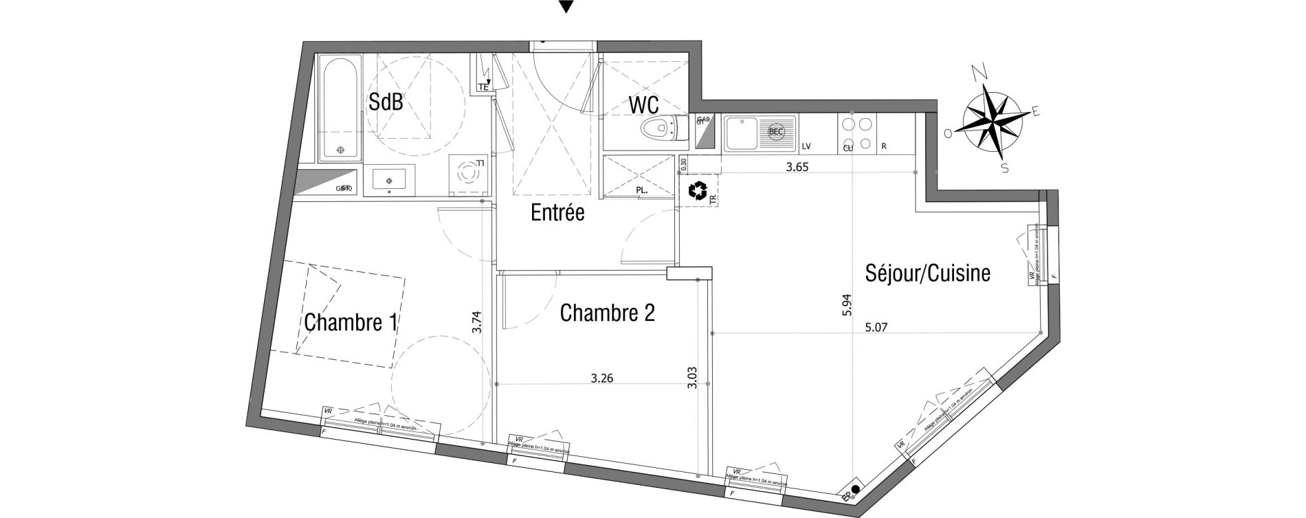 Appartement T3 de 59,49 m2 &agrave; Sannois Centre