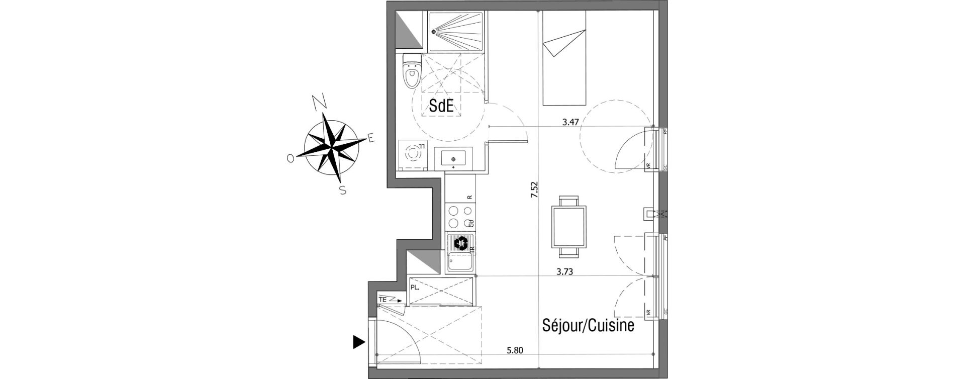 Appartement T1 de 37,76 m2 &agrave; Sannois Centre