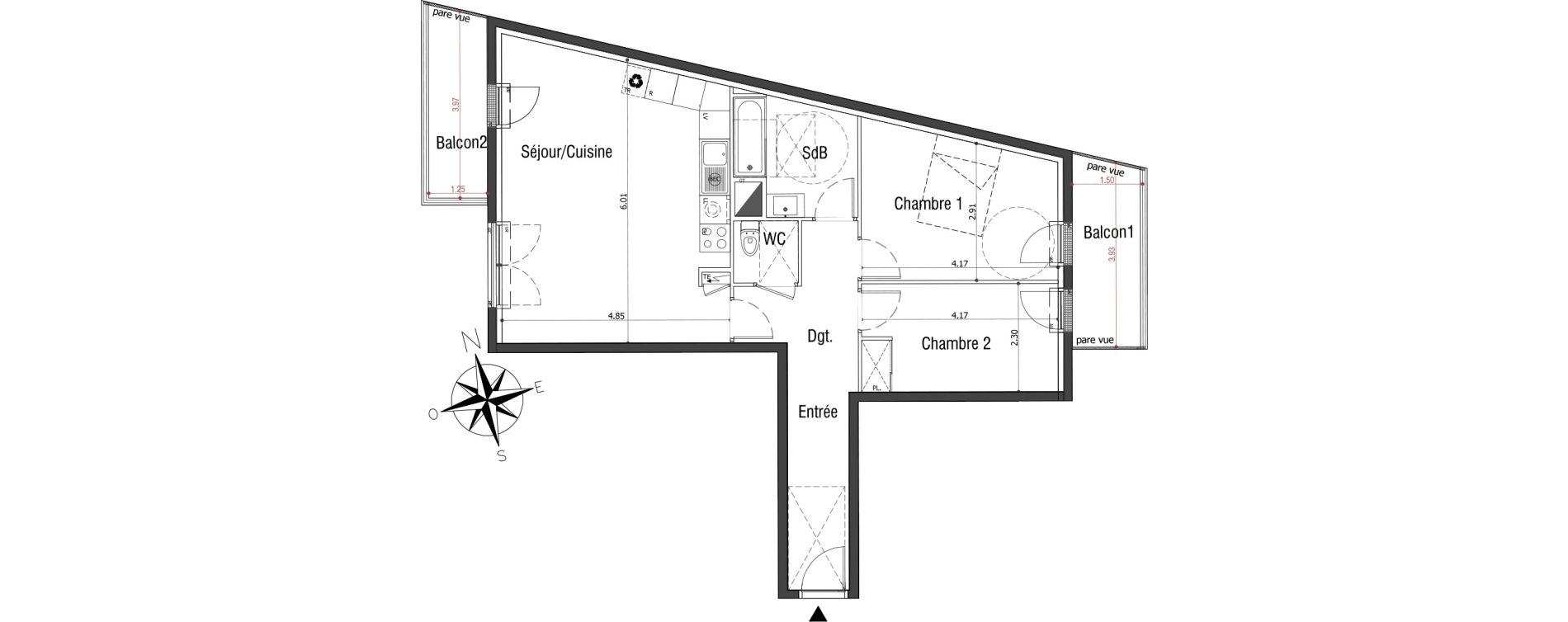 Appartement T3 de 70,44 m2 &agrave; Sannois Centre