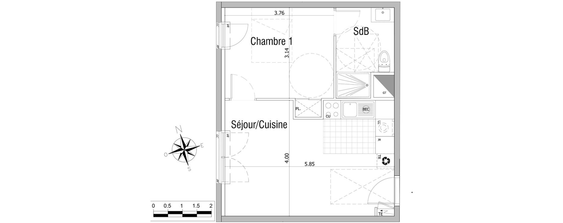 Appartement T2 de 40,52 m2 &agrave; Sannois Centre