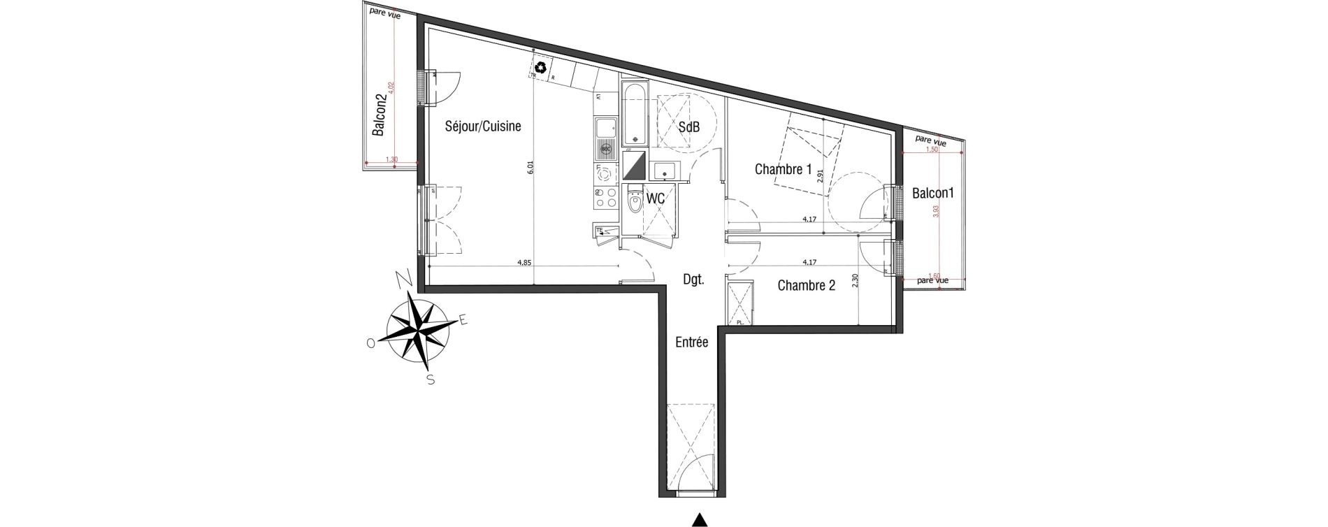 Appartement T3 de 70,44 m2 &agrave; Sannois Centre
