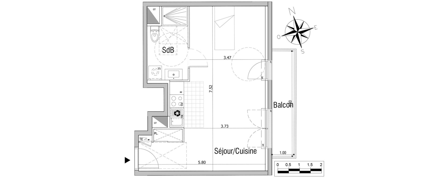 Appartement T1 de 37,81 m2 &agrave; Sannois Centre
