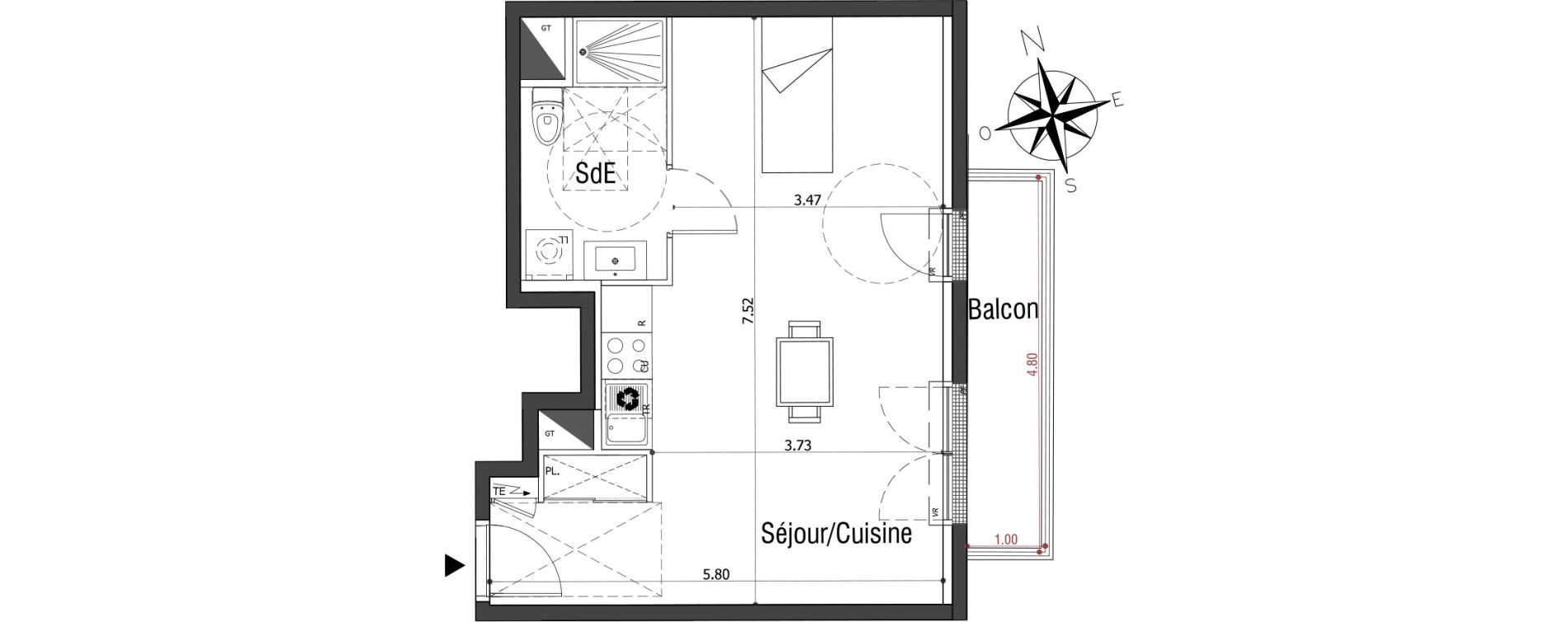 Appartement T1 de 37,81 m2 &agrave; Sannois Centre