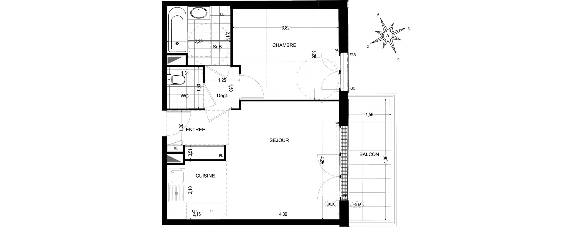 Appartement T2 de 45,59 m2 &agrave; Sannois Gabriel p&eacute;ri