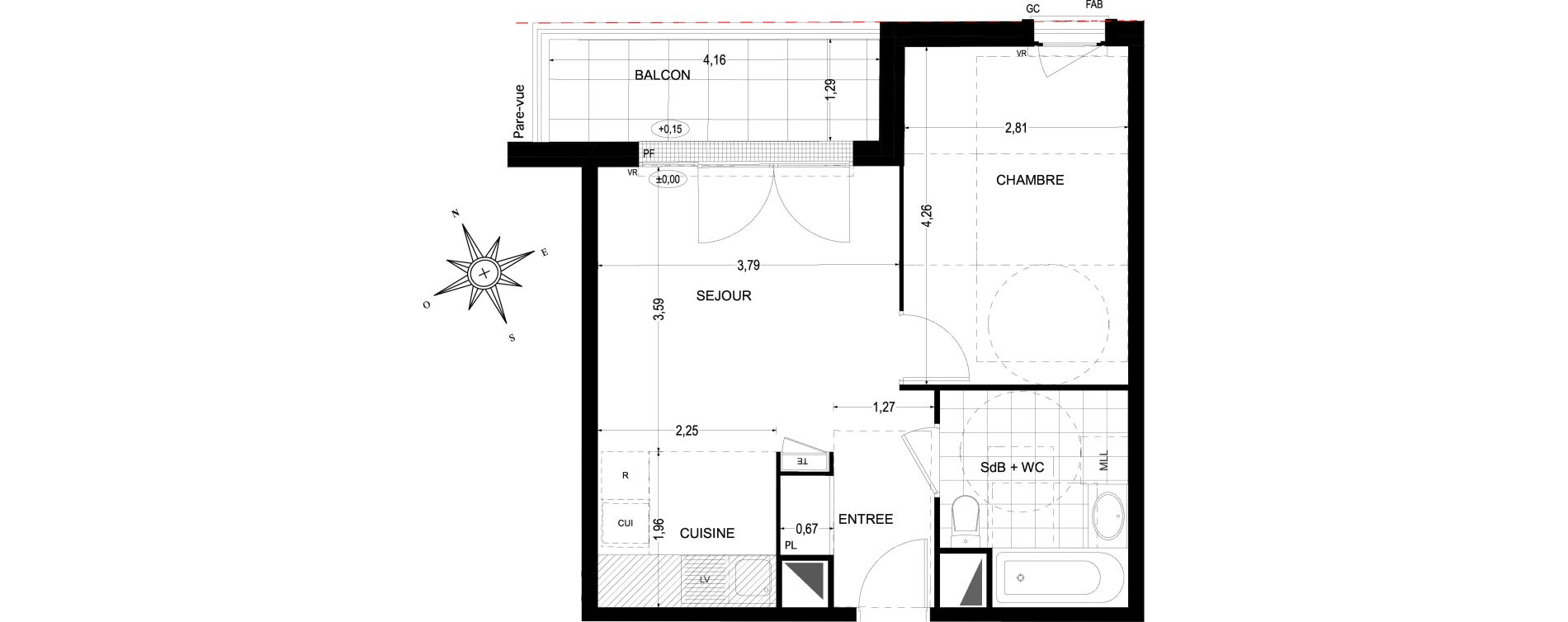 Appartement T2 de 39,58 m2 &agrave; Sannois Gabriel p&eacute;ri