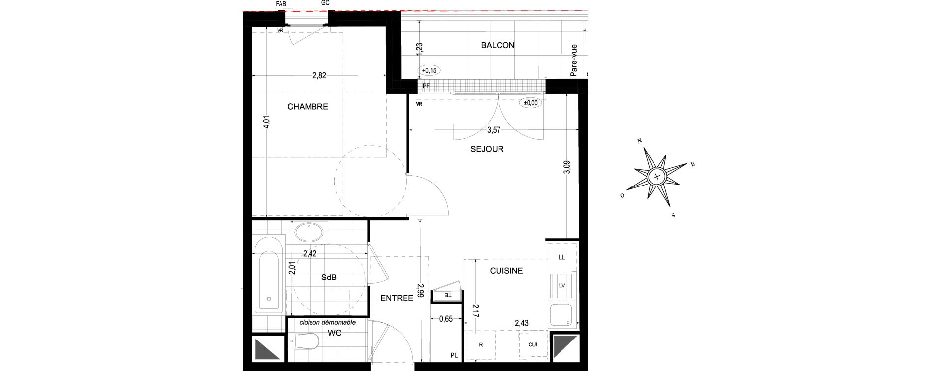 Appartement T2 de 41,00 m2 &agrave; Sannois Gabriel p&eacute;ri
