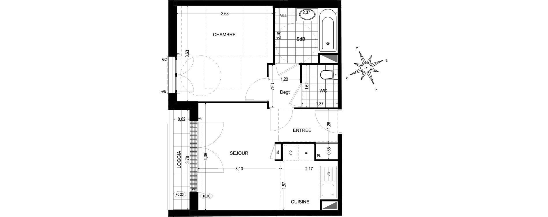 Appartement T2 de 41,83 m2 &agrave; Sannois Gabriel p&eacute;ri