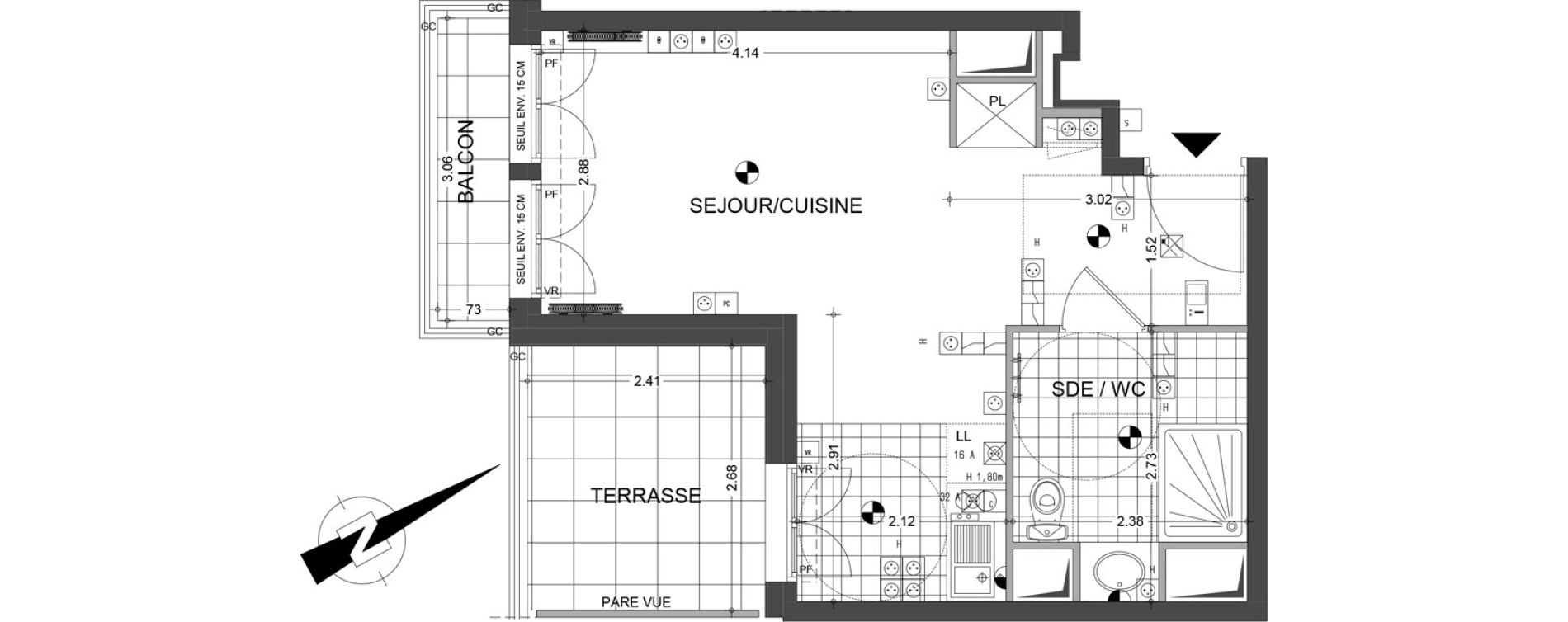 Appartement T1 de 29,11 m2 &agrave; Sannois Gabriel p&eacute;ri
