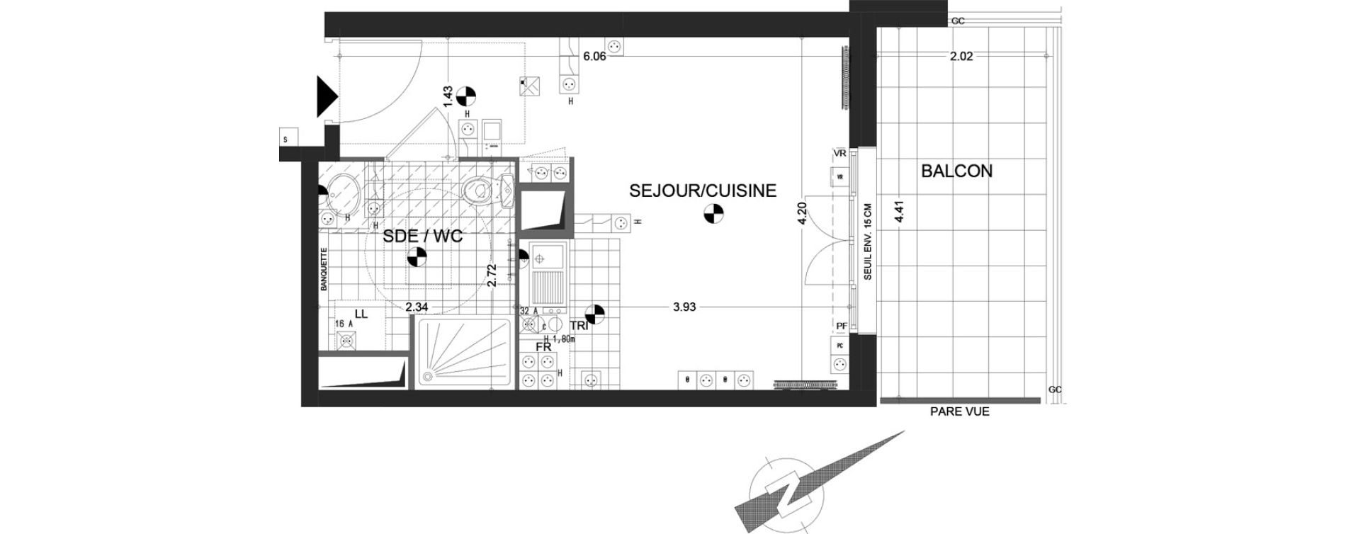 Appartement T1 de 24,73 m2 &agrave; Sannois Gabriel p&eacute;ri