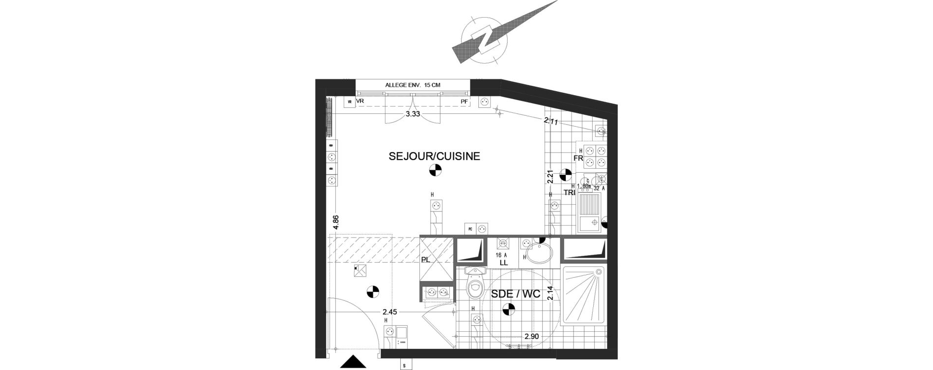 Appartement T1 de 24,41 m2 &agrave; Sannois Gabriel p&eacute;ri