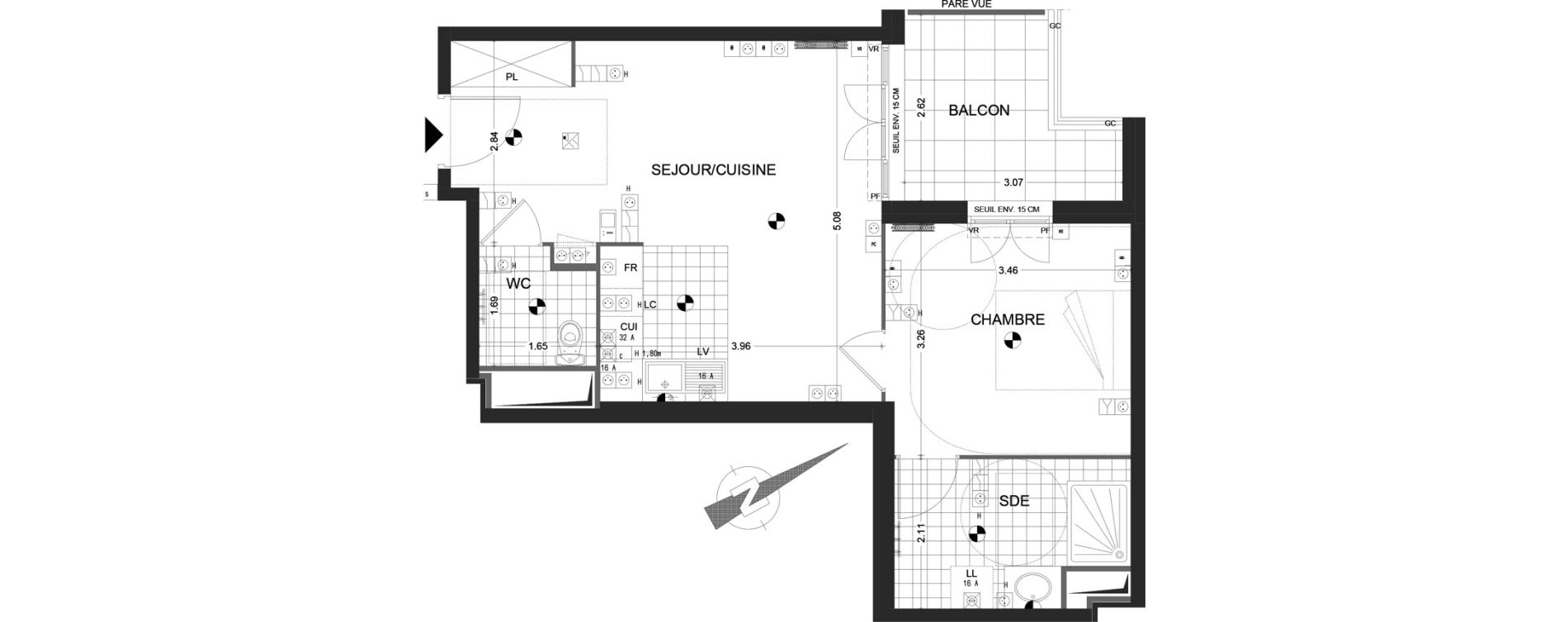 Appartement T2 de 45,89 m2 &agrave; Sannois Gabriel p&eacute;ri