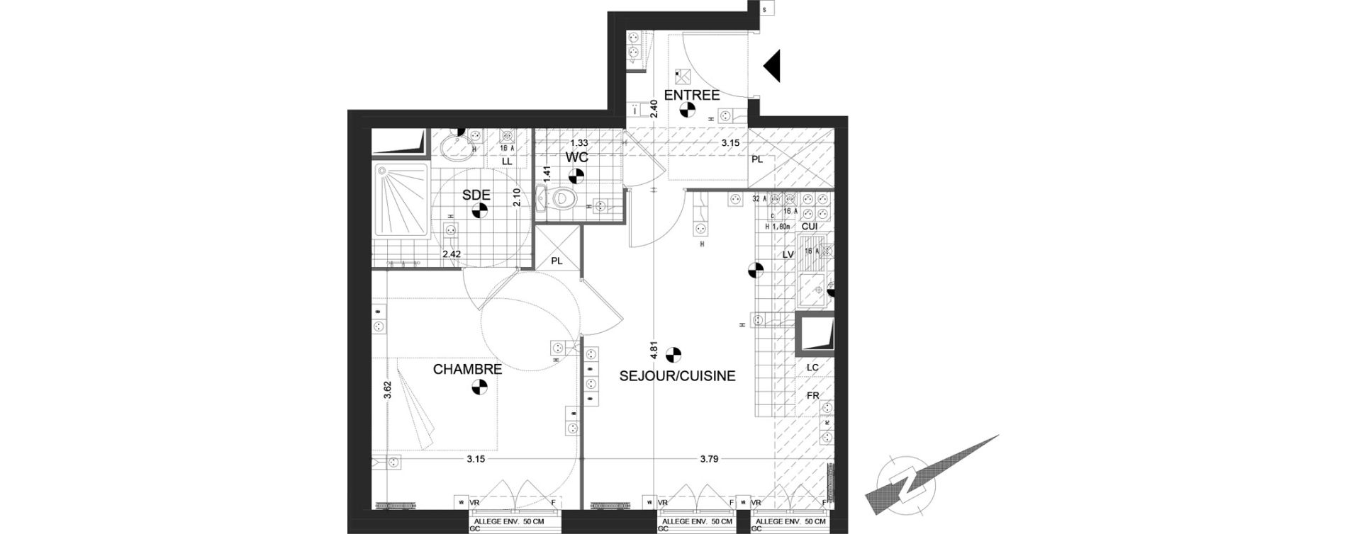 Appartement T2 de 41,32 m2 &agrave; Sannois Gabriel p&eacute;ri
