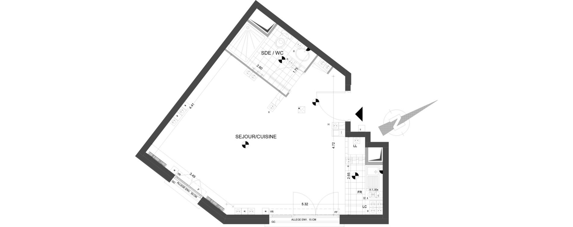 Appartement T1 de 34,12 m2 &agrave; Sannois Gabriel p&eacute;ri